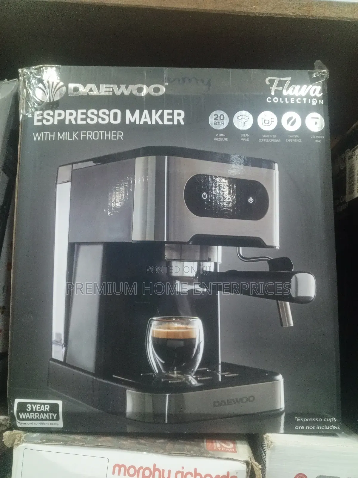 Daewoo 20-Bar Pressure Espresso Coffee Maker With Steam Wand - 1350w