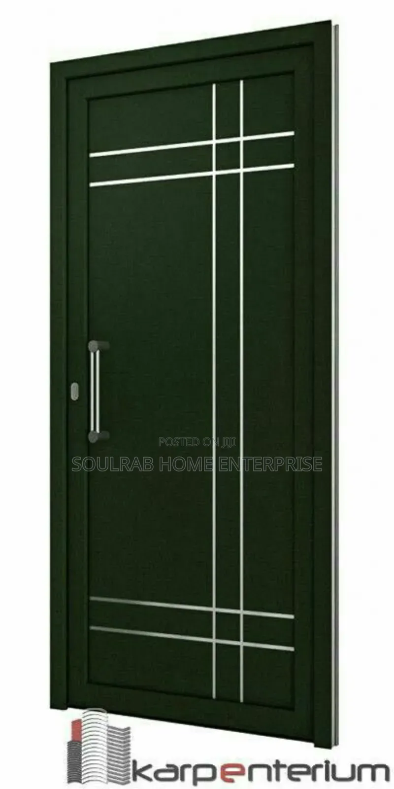 Quality Strong Green HDF Door With Frame, Lock, Inches Installation
