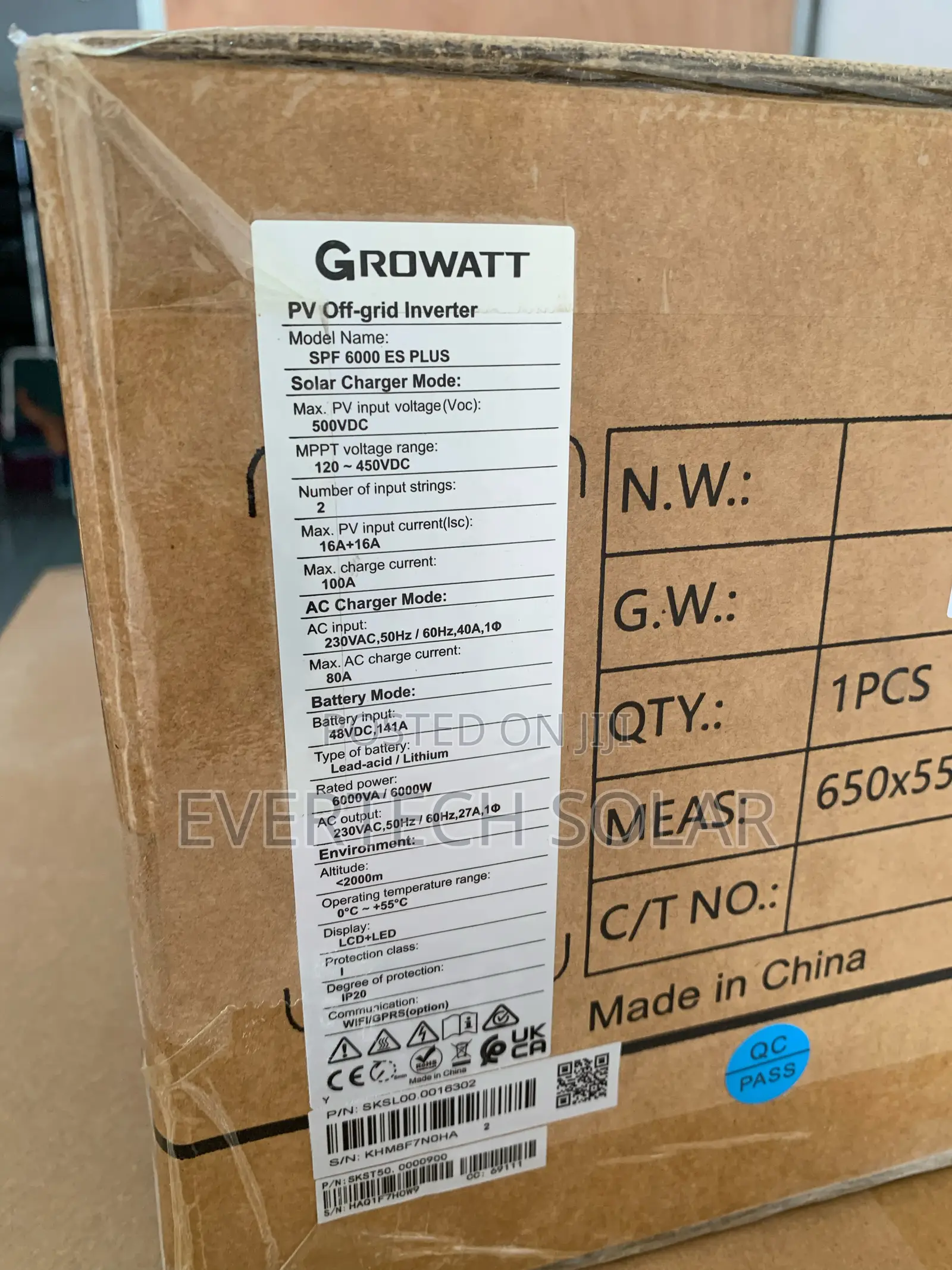6kva Growatt Smart Series Inverter With Wi-fi 48v