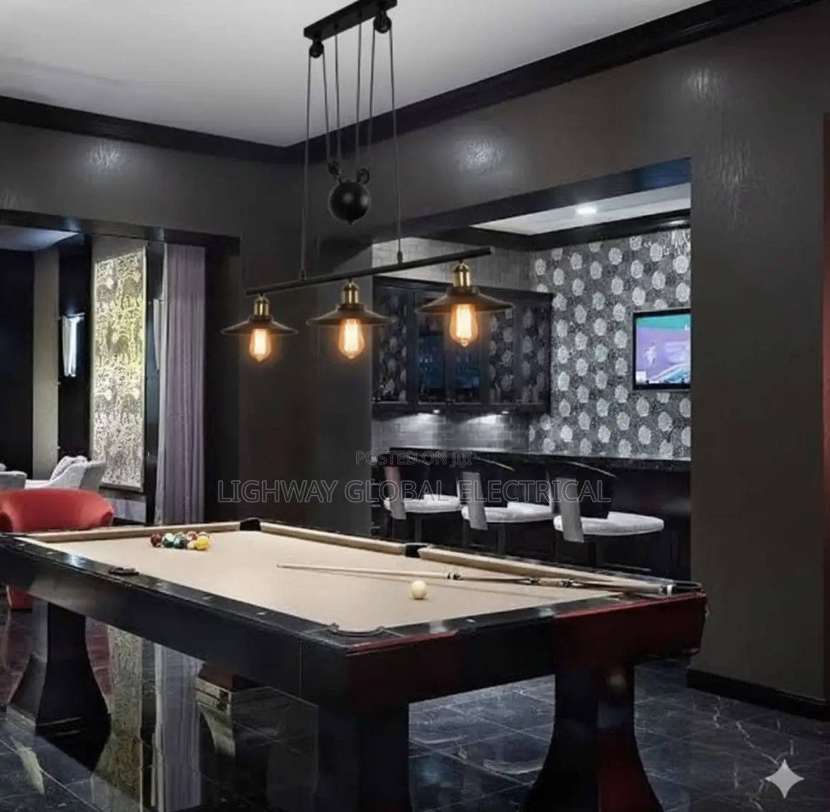 Vintage Loft Snooker Area Umbels Chandelier