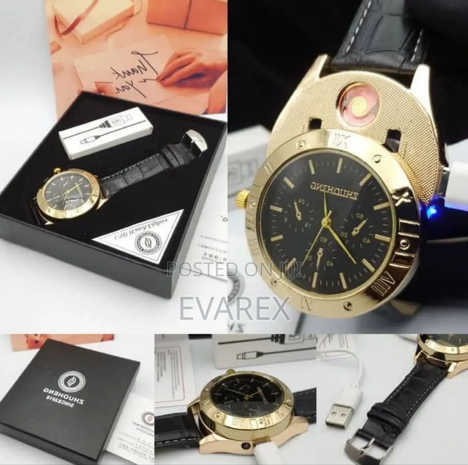Smokers Wrist Watch With Lighter and Usb Cord Charger