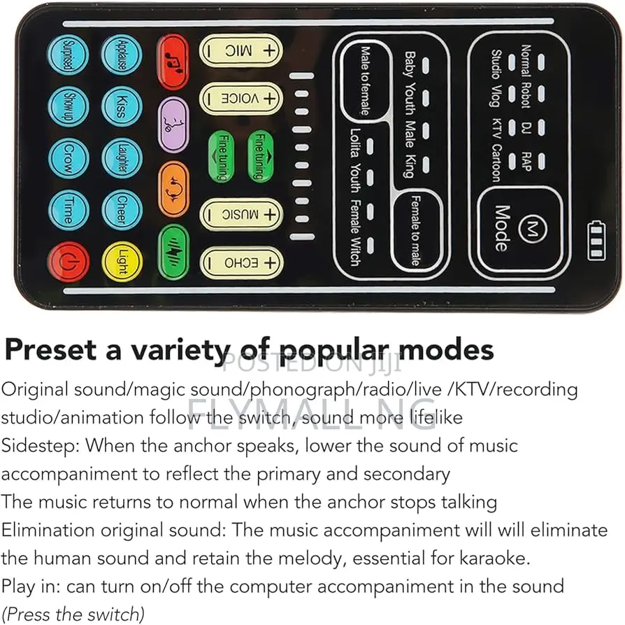 I9 Voice Changer, Handheld Sound Card Mini Voice Changer Device
