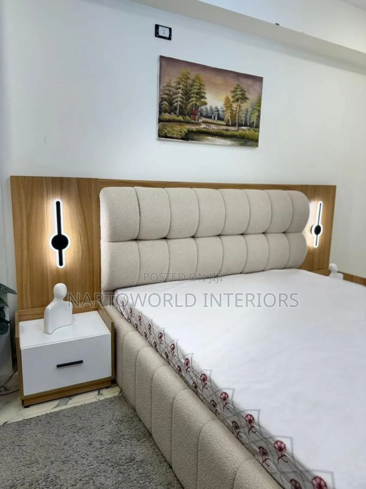 Luxury Premium Off White Bubble Bedframe.