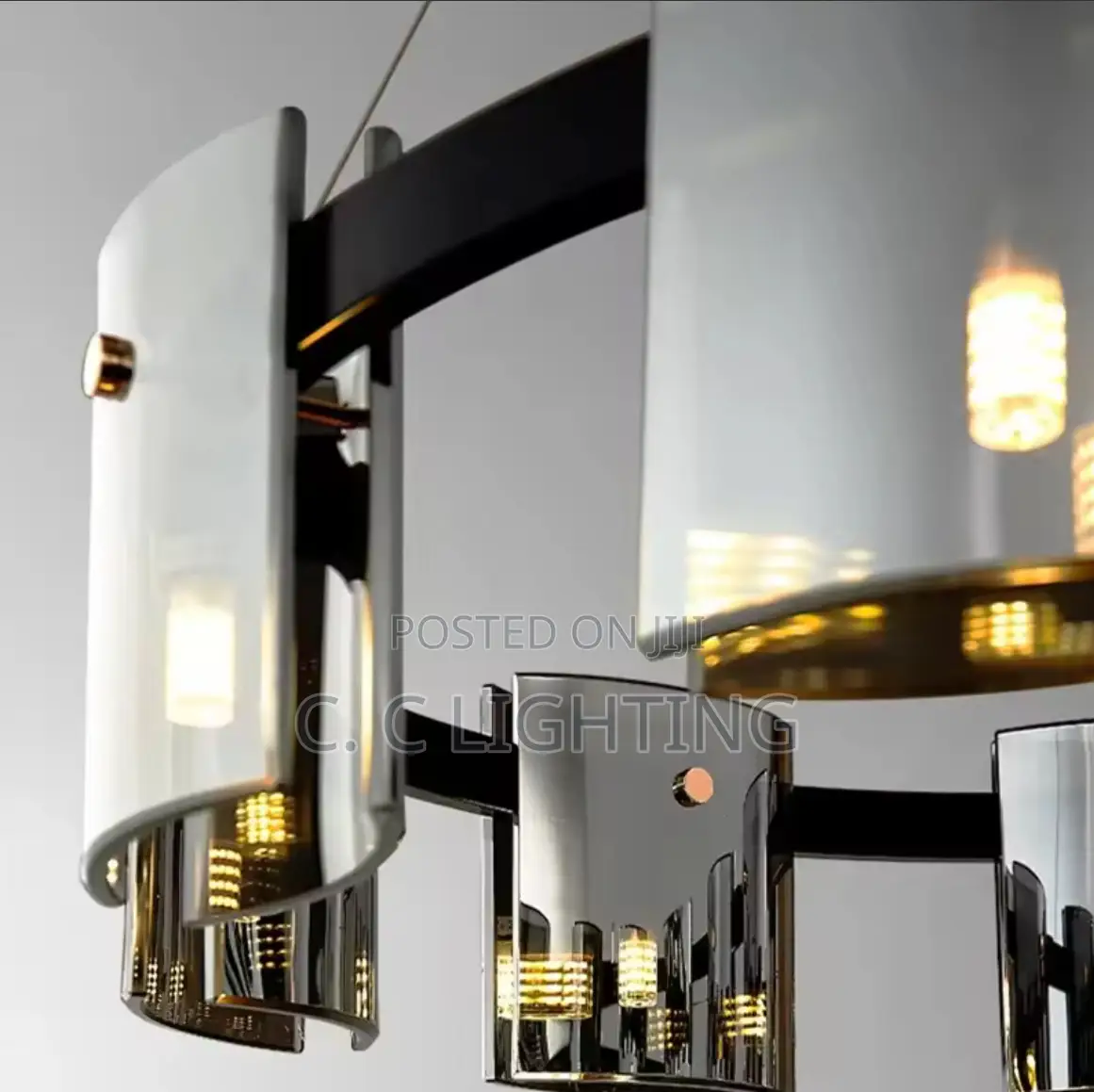 Matte Black Glass Led Chandelier for Dining Living Room Size 800mm