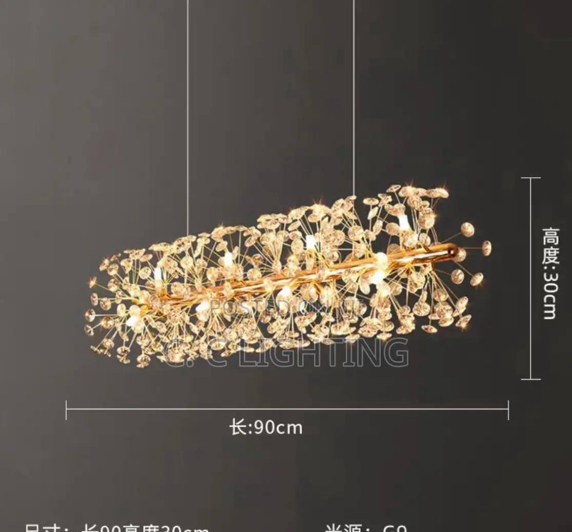 Crystal Chandelier Lighting for Living Room Home Pendant Gold Luxury