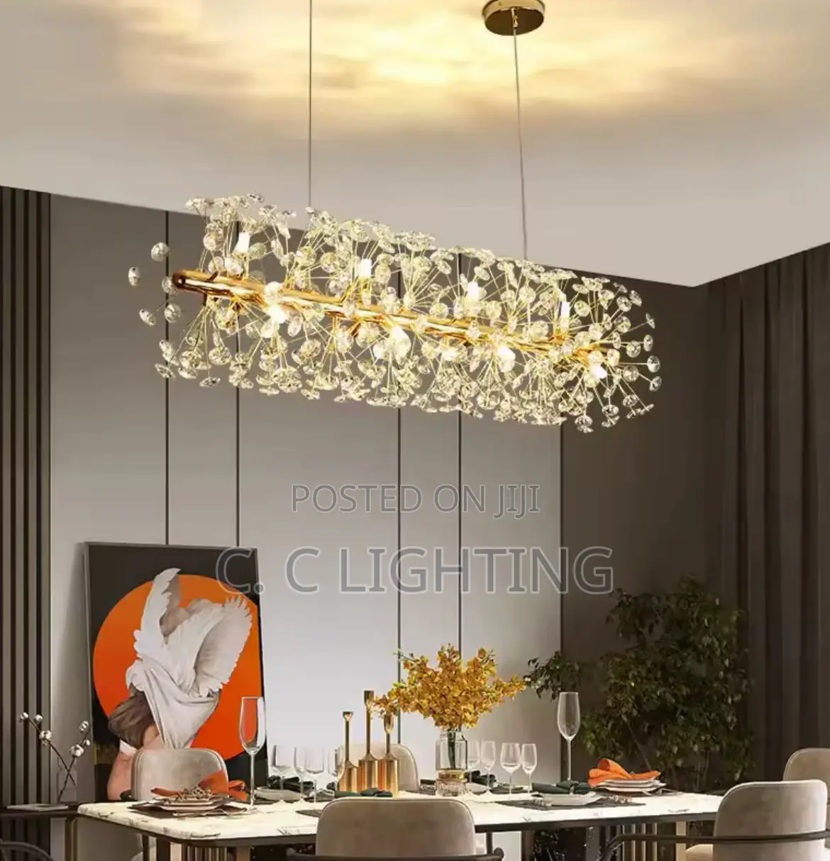 Crystal Chandelier Lighting for Living Room Home Pendant Gold Luxury