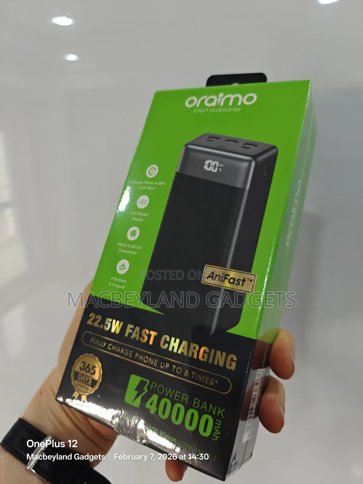 Brand New Oraimo 40,000mah Power Bank 22.5 Watts