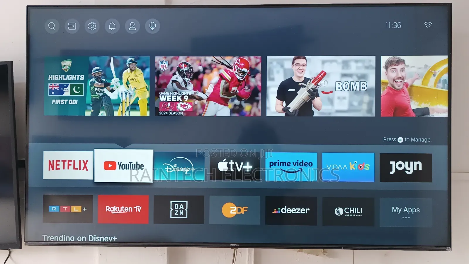 65inches Hisense Frameless Smart TV
