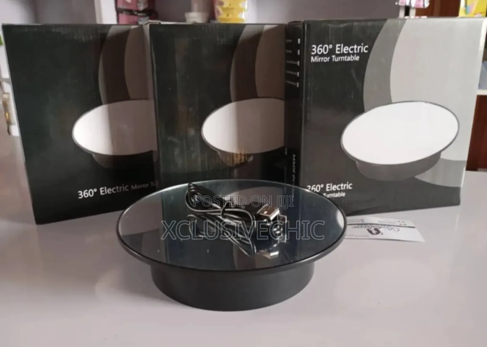 360-degree 25cm Mirror Electric Turntable