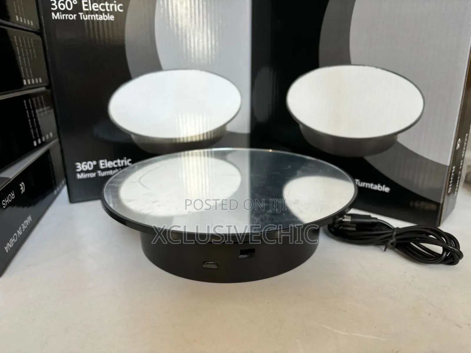 360-degree 25cm Mirror Electric Turntable