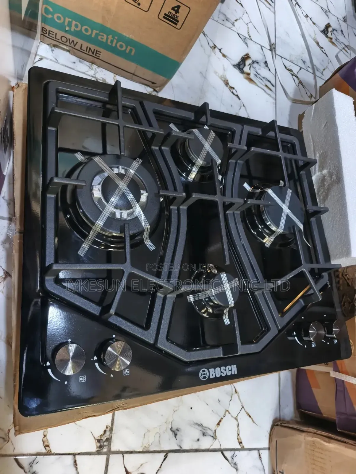 Original Quality Bosch Black Stainless Steel 4 Burners Gas Cooker Hob