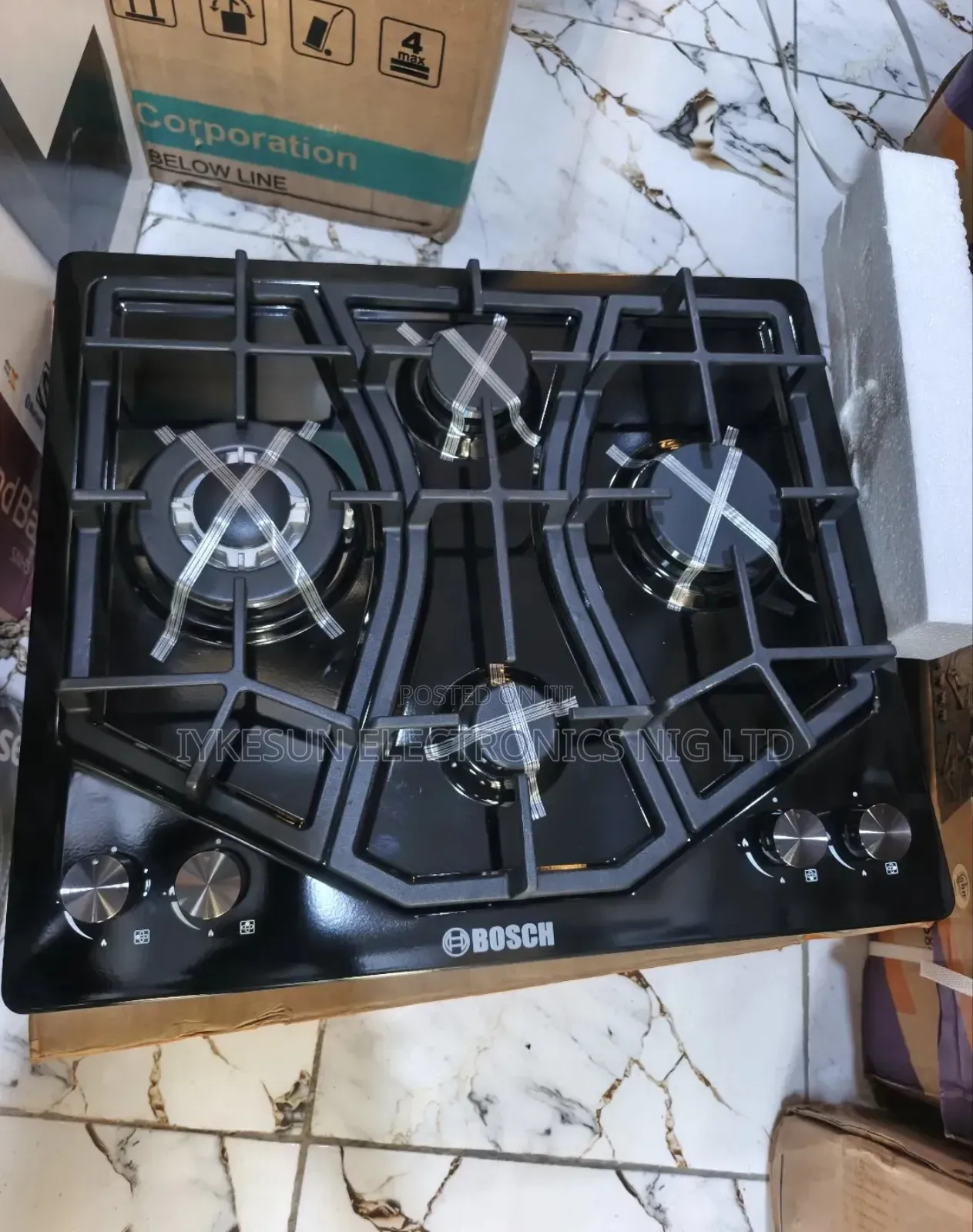 Original Quality Bosch Black Stainless Steel 4 Burners Gas Cooker Hob