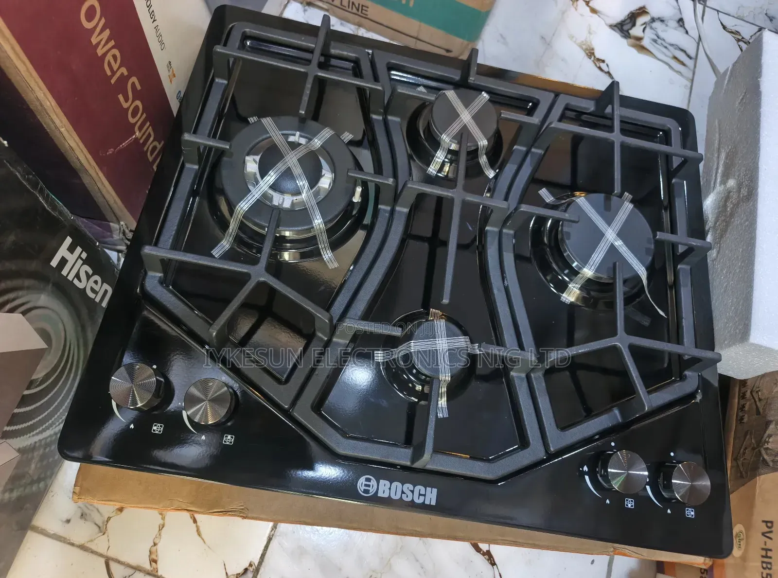 Original Quality Bosch Black Stainless Steel 4 Burners Gas Cooker Hob