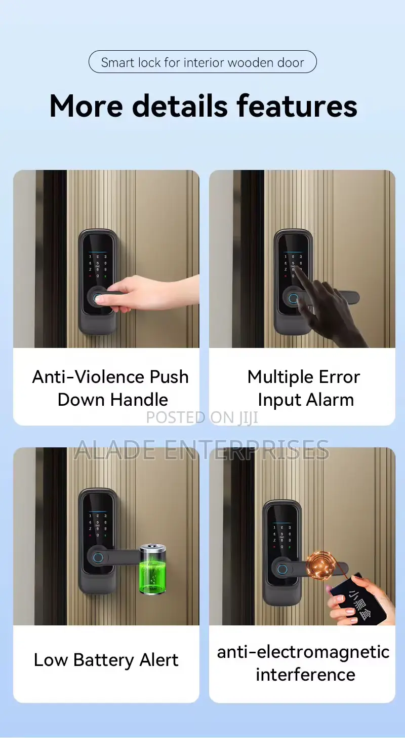 Tuya Wifi Bedroom Smart Door Lock With Fingerprint Electric Door Knob