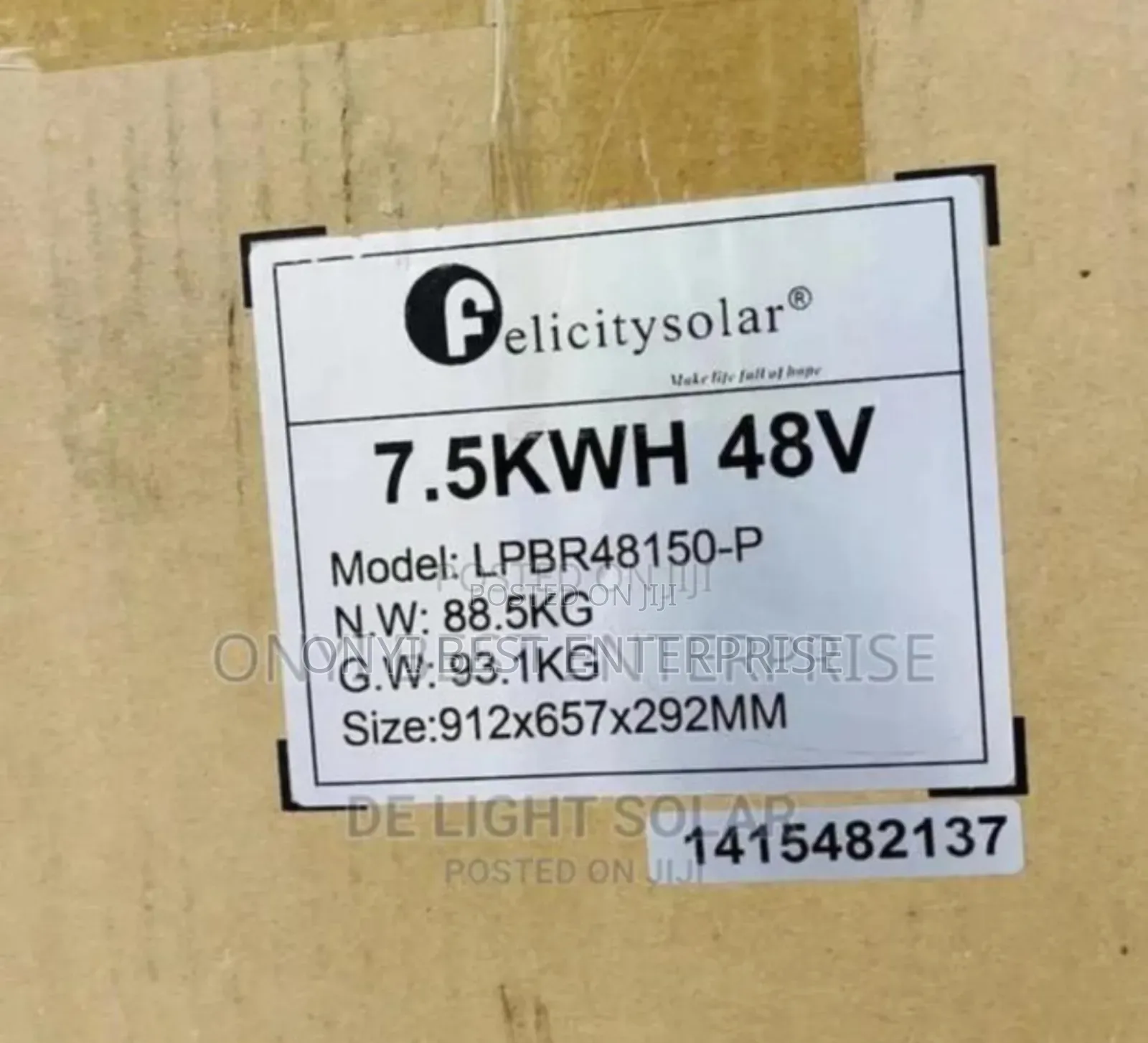 Felicity Lithium Ion Battery 7.5kwh48v-51.2v Available