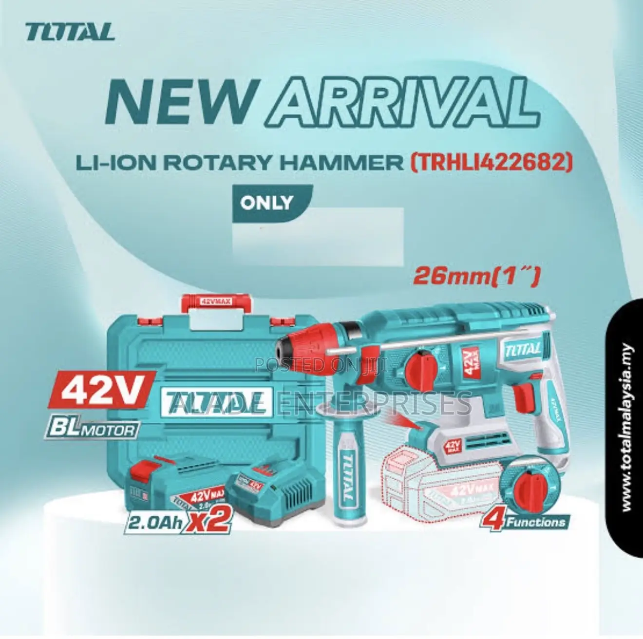 Total 42v Cordless Brushless Rotary Hammer 26mm
