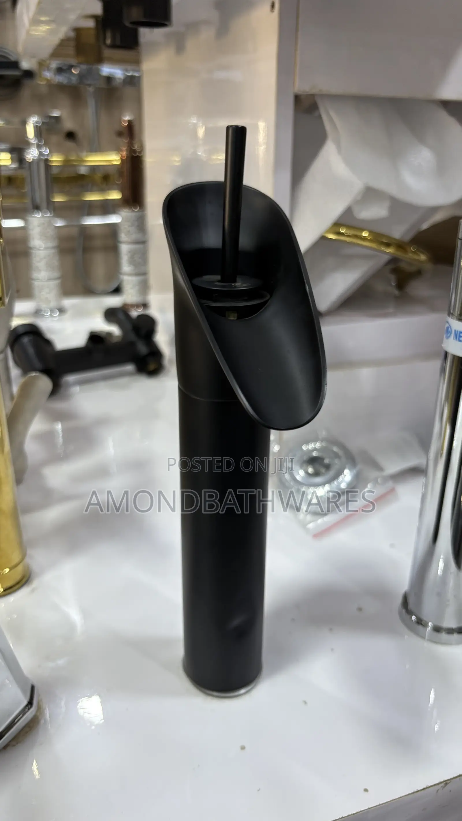 Water Fall Matt Black Long Basin Faucet