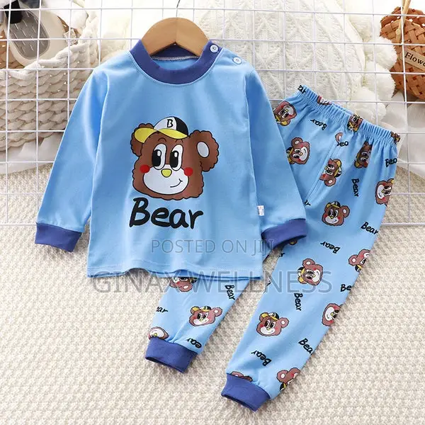 2-Piece Pajamas Set With Long-Sleeve Top and Pants for Boys and Girls