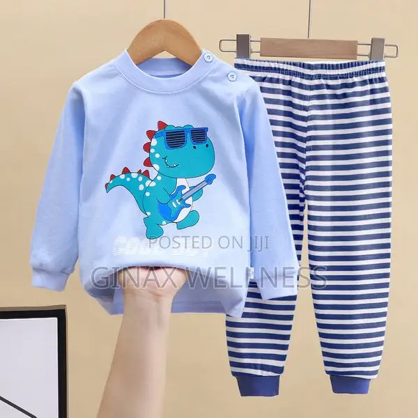 2-Piece Pajamas Set With Long-Sleeve Top and Pants for Boys and Girls
