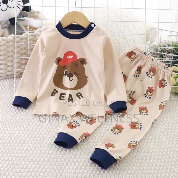 2-Piece Pajamas Set With Long-Sleeve Top and Pants for Boys and Girls