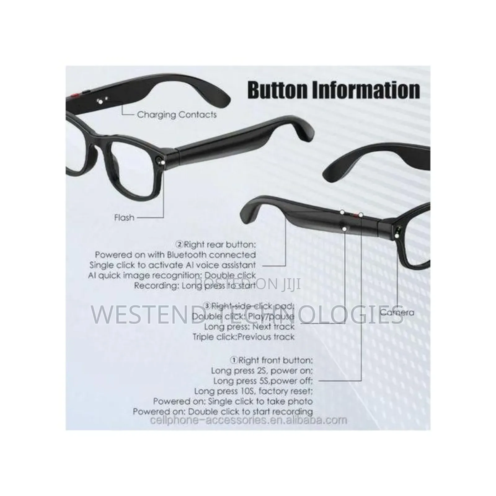 G1 Ai Smart Glasses Video Pictures Upload to Social Media 5mp Quality