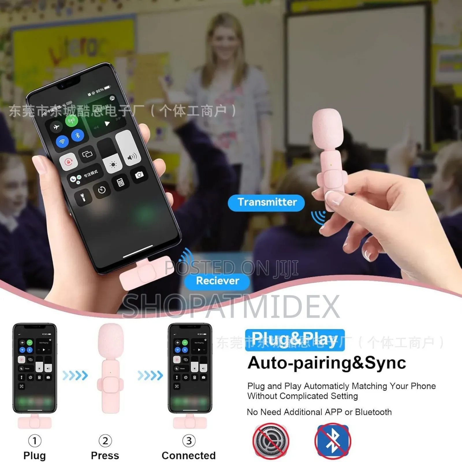 Dual Noise Cancelling Wireless Microphone With 3 in 1 Receiver