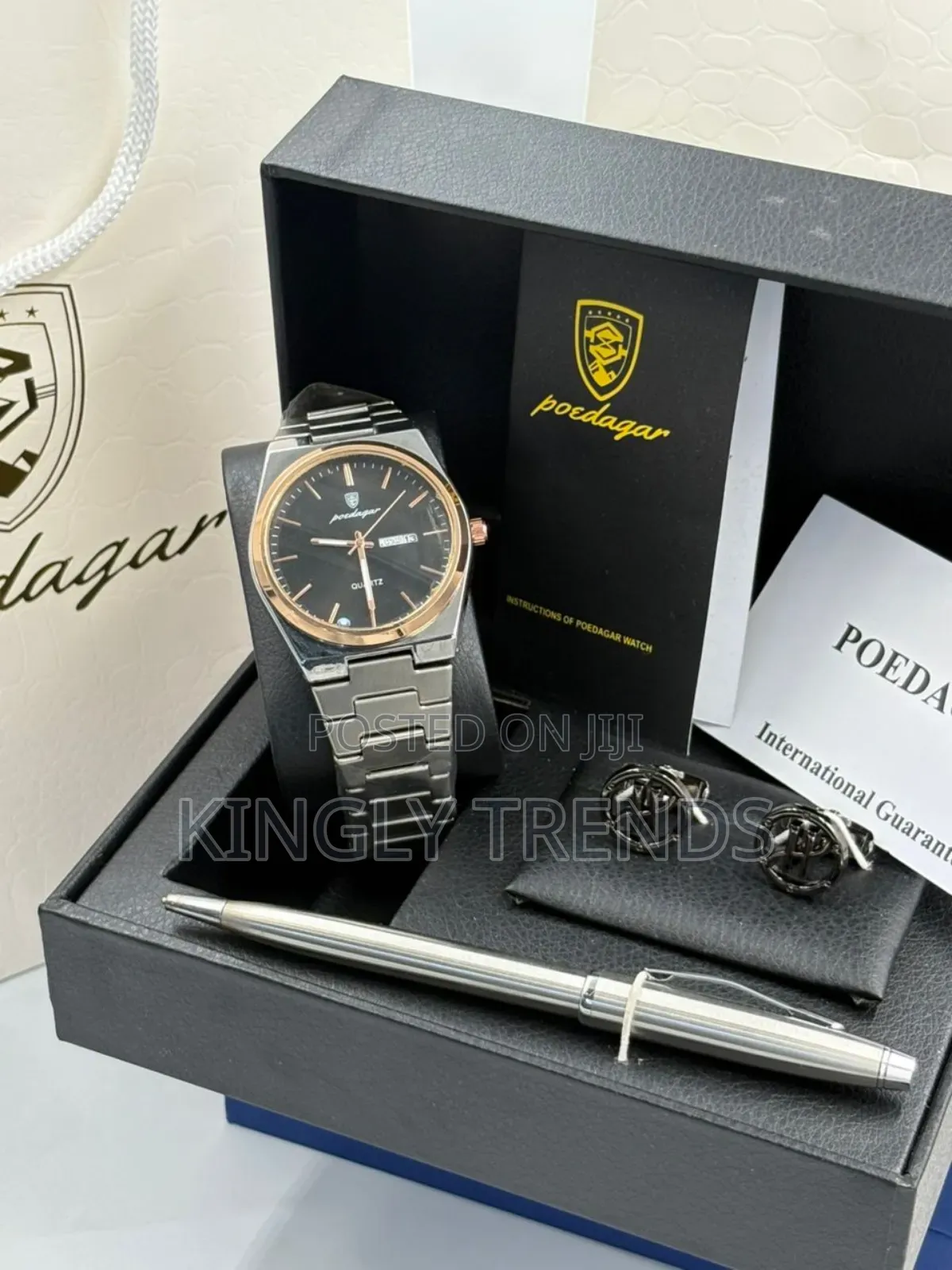Poedagar Chain Wristwatch Men's Set