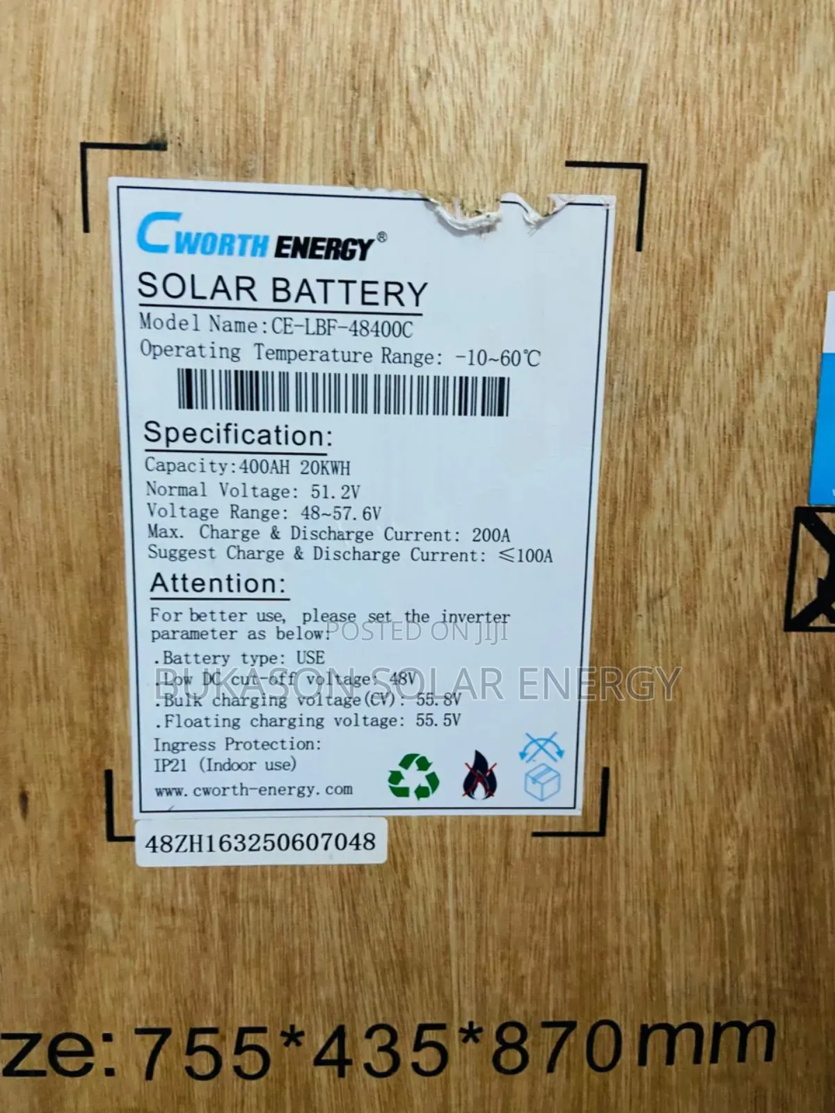 20kwh 48v Cworth Lithium Battery