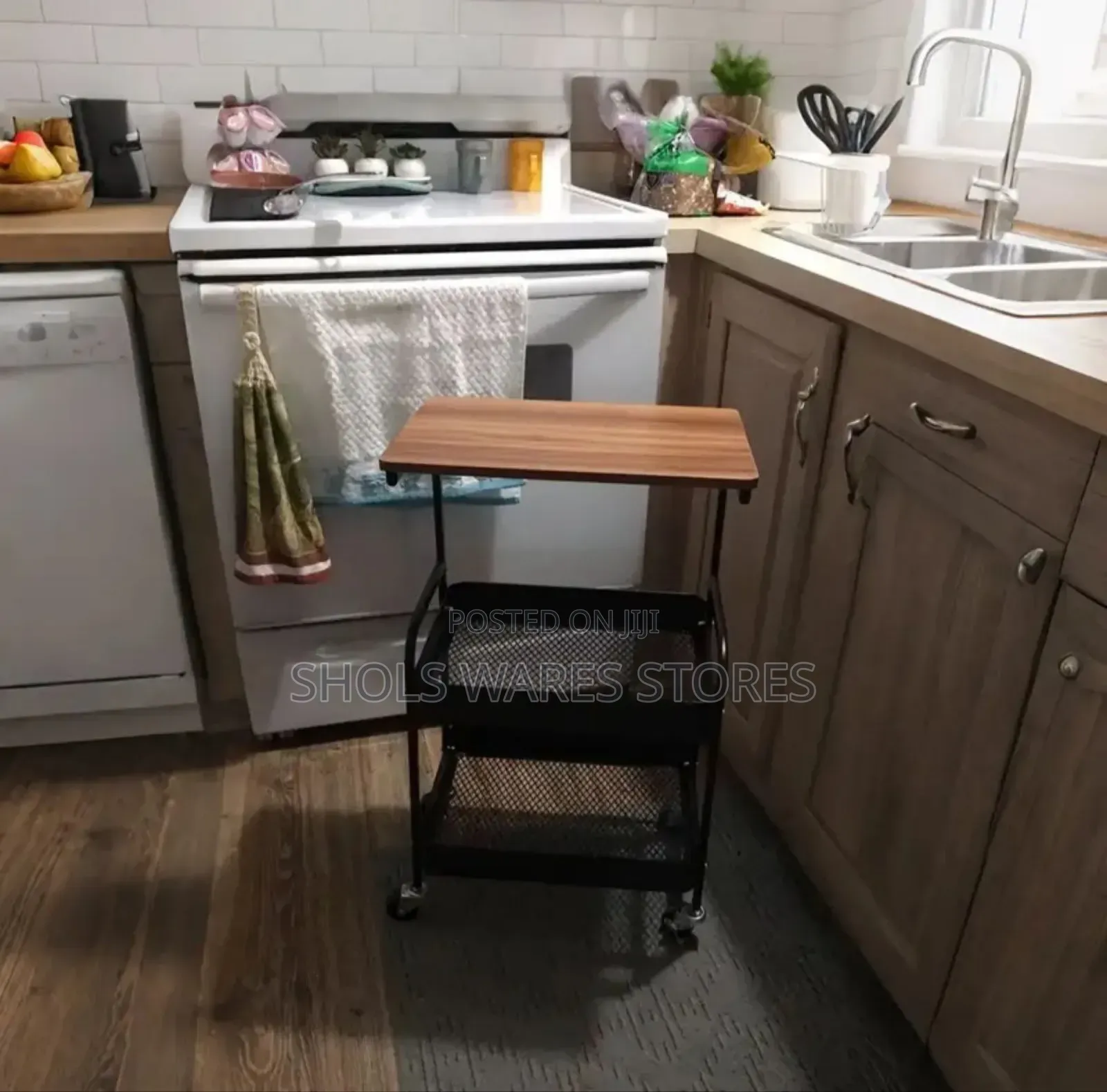2-layers Heavy-duty Rolling Storage Cart With Wheels And Steel Frame