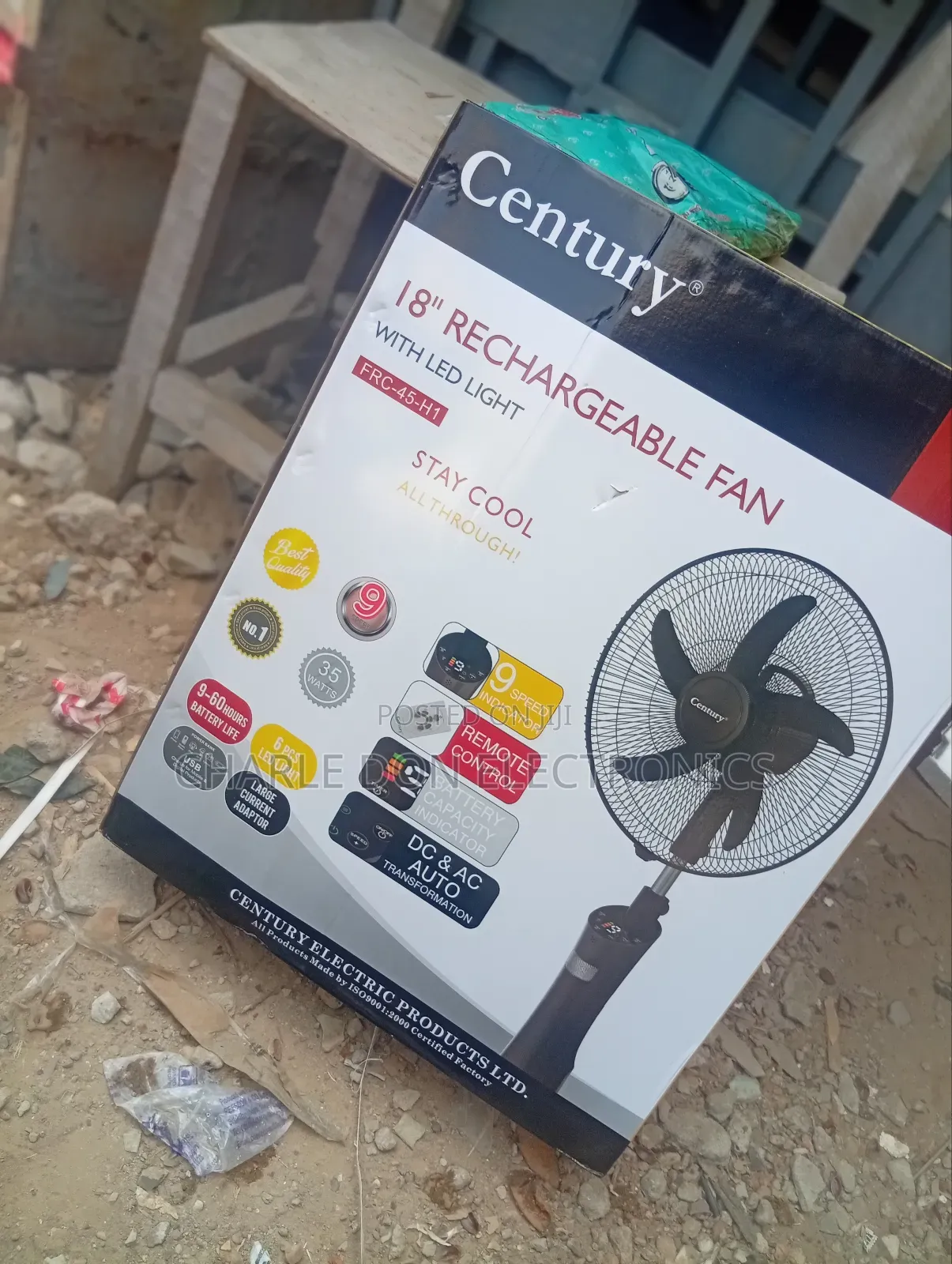 Century 18” Rechargeable Standing Fan – Powerful Long-Lasting