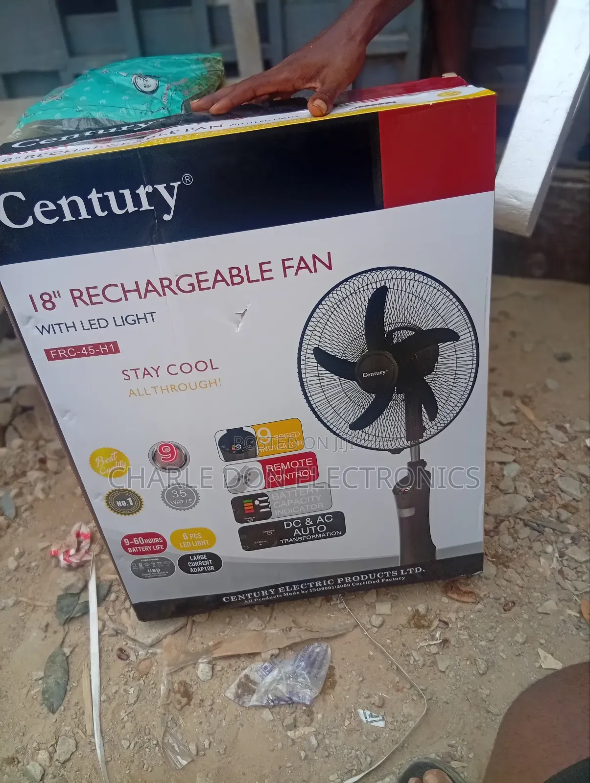 Original Century 18 Inches Rechargeable Fan With Strong Airflow