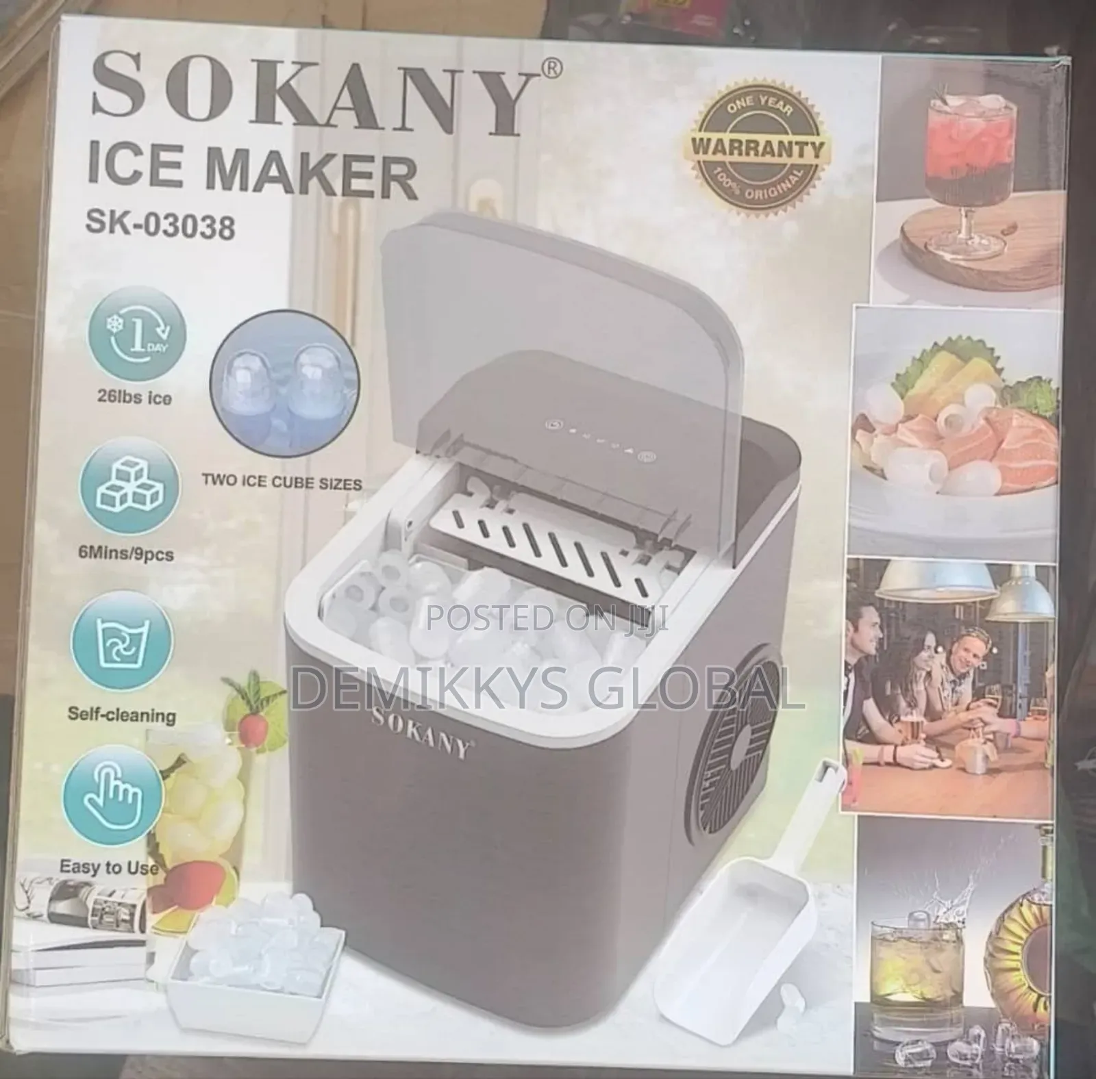 Sokany Ice Maker 1.3 L Capacity 26lbs Ice