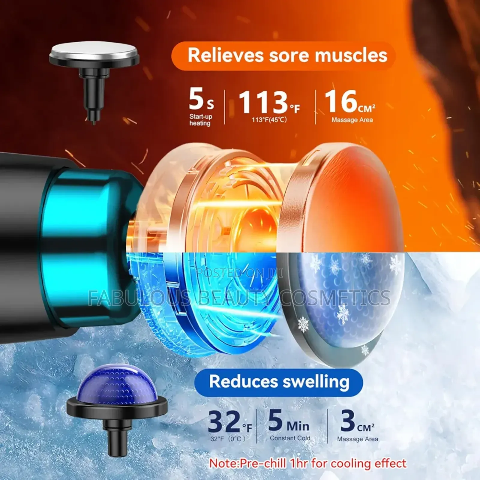 Folding Massage Gun With Heat Cold Therapy, Back Deep Tissue Massg