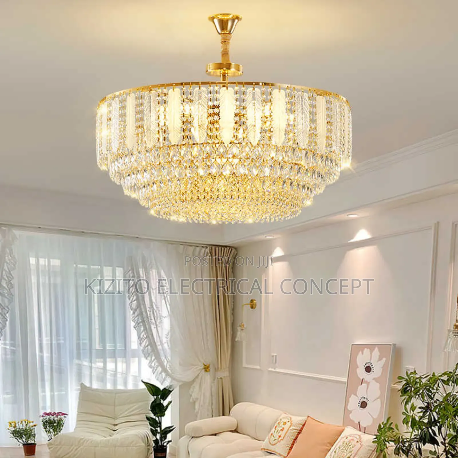 Luxury Led Crystal Glass Chandelier Lustre for Living Room (800mm)