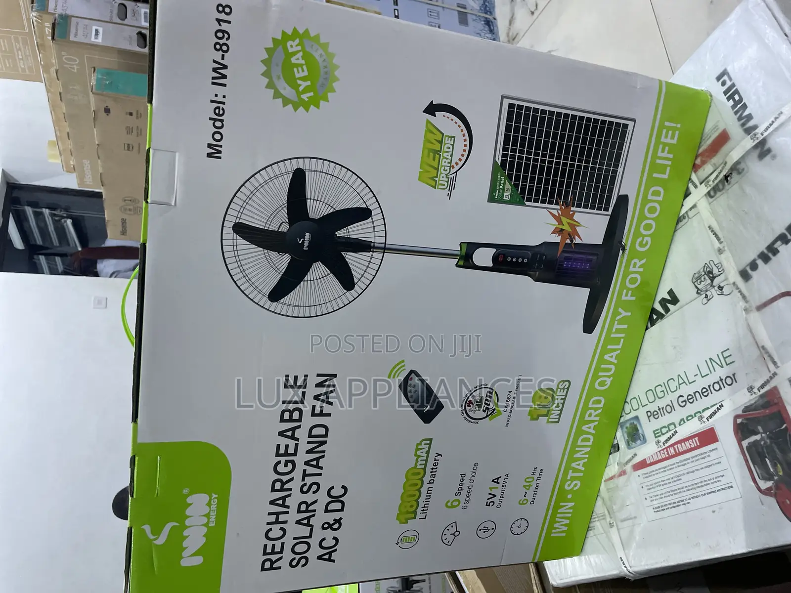 Iwin 18” Solar Rechargeable Fan – Powerful Energy-Saving