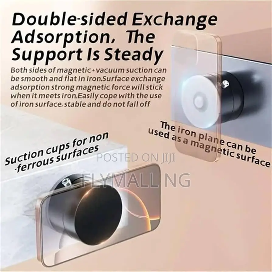 Vacuum Suction Phone Holder Dual Sided Magnetic Mount Compact