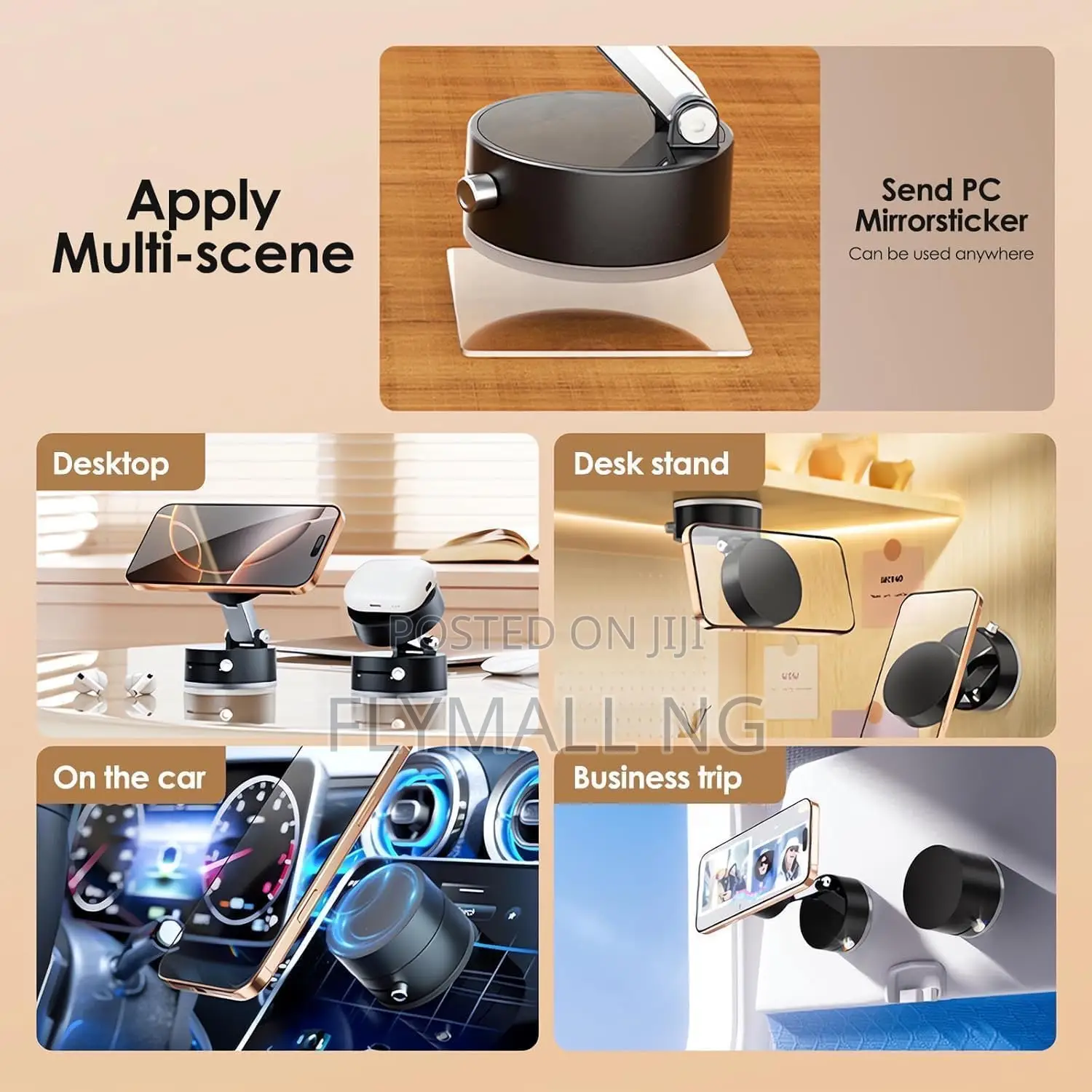Vacuum Magnetic Phone Holder Hands Free Foldable Suction Mount