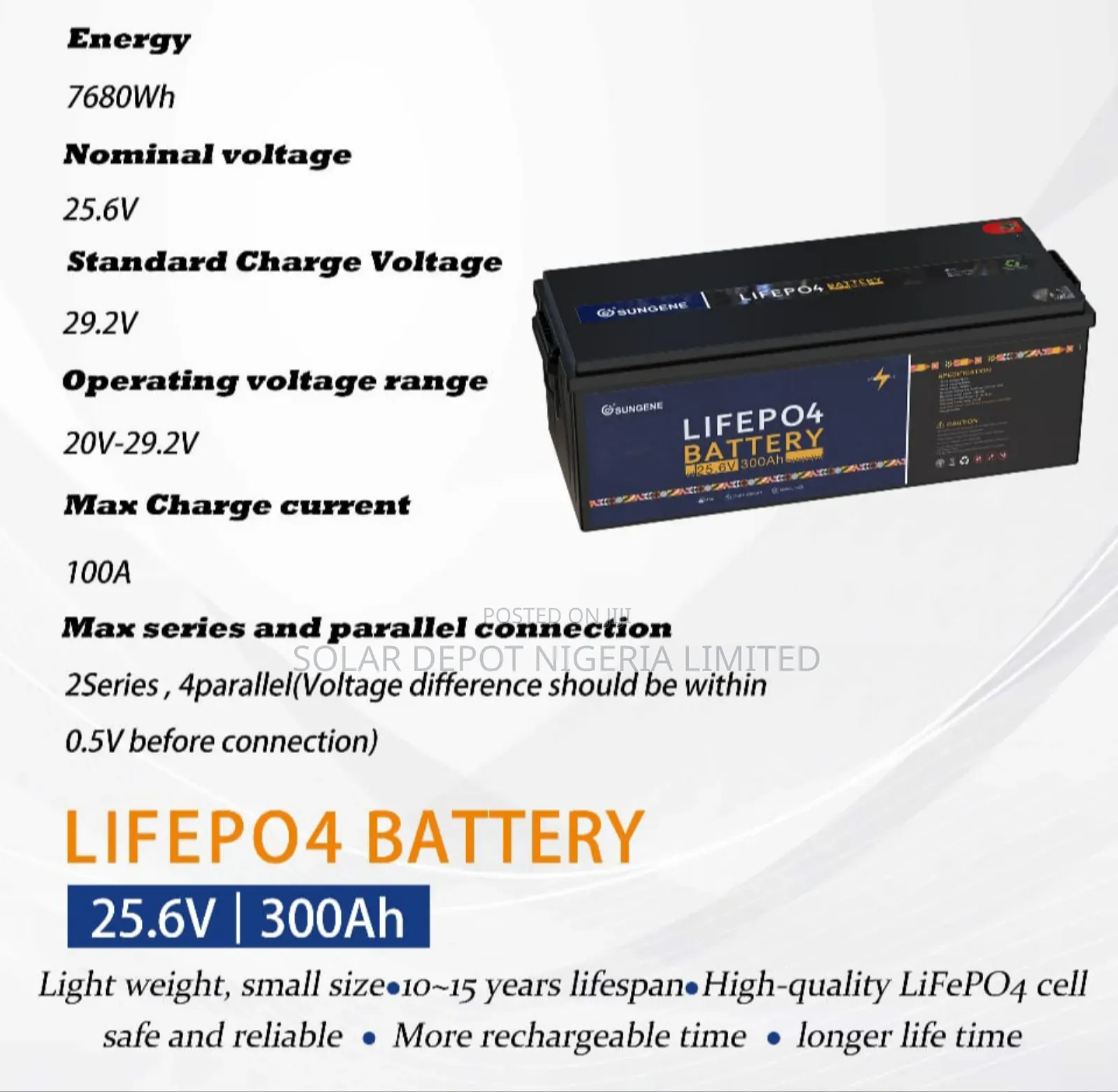 7.5kwh 24/300ah Sungene Lithium Battery