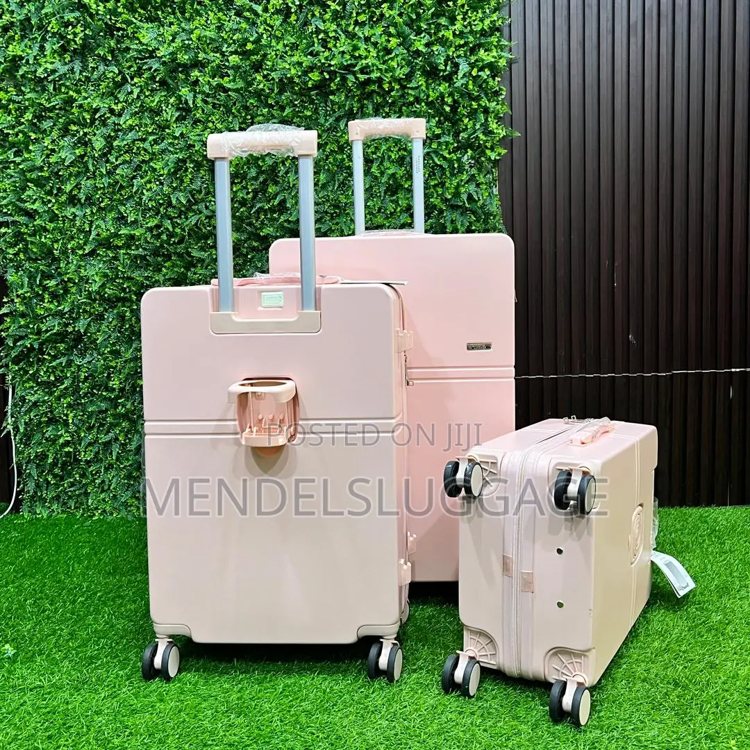 4 in 1 Premium Pink Hard Shell Luggage Set With Spinner Wheels