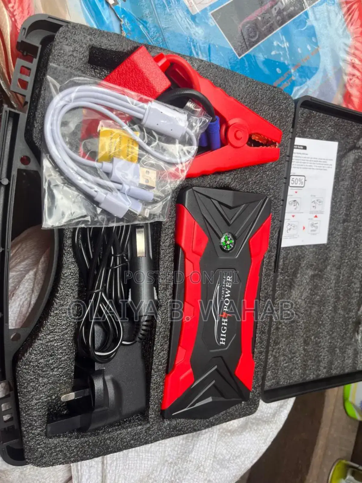 4-in-1 Car Jump Starter Power Bank With Led Light