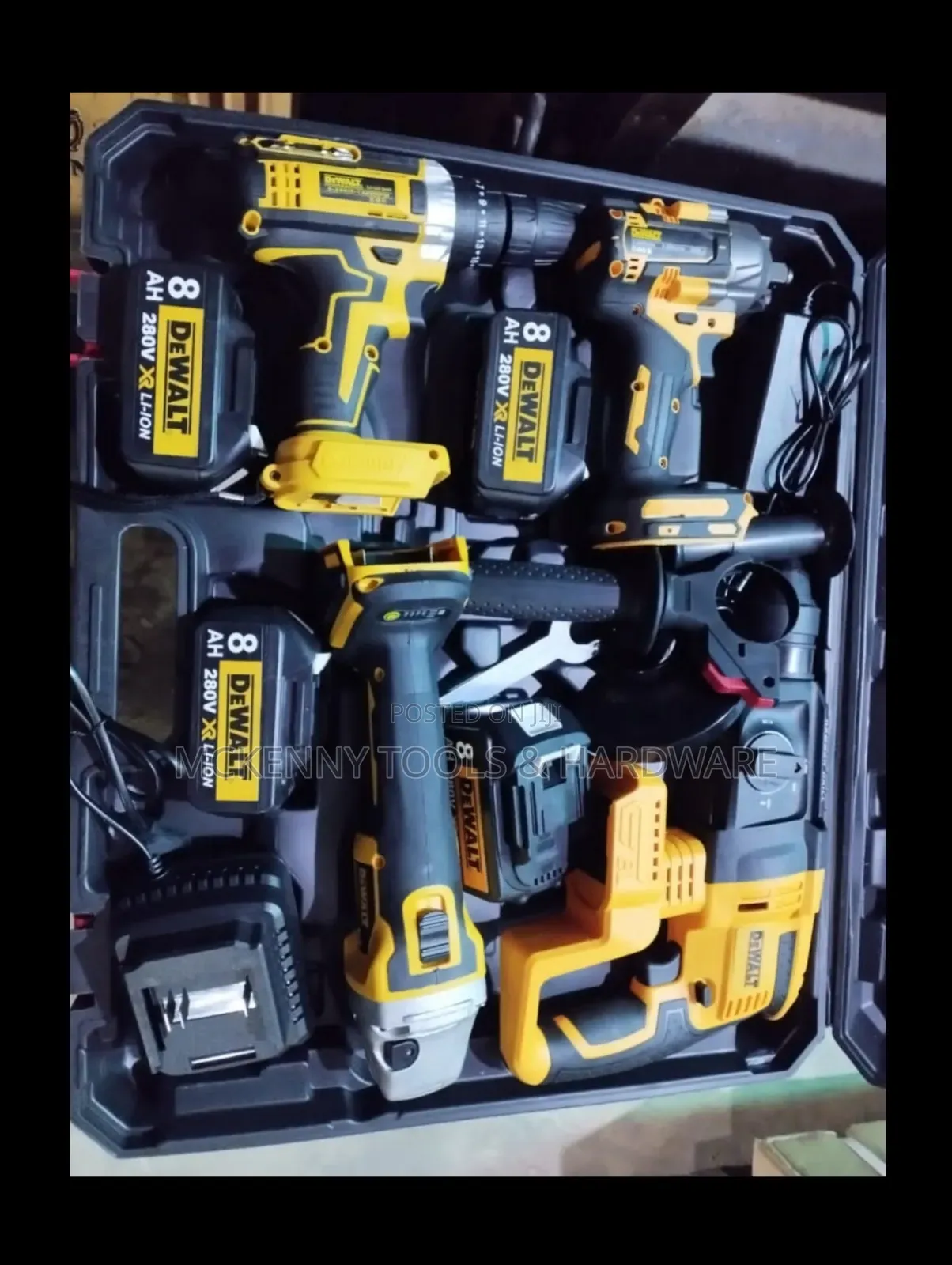 Dewalt 4-in-1 Cordless Power Tool Combo Kit.
