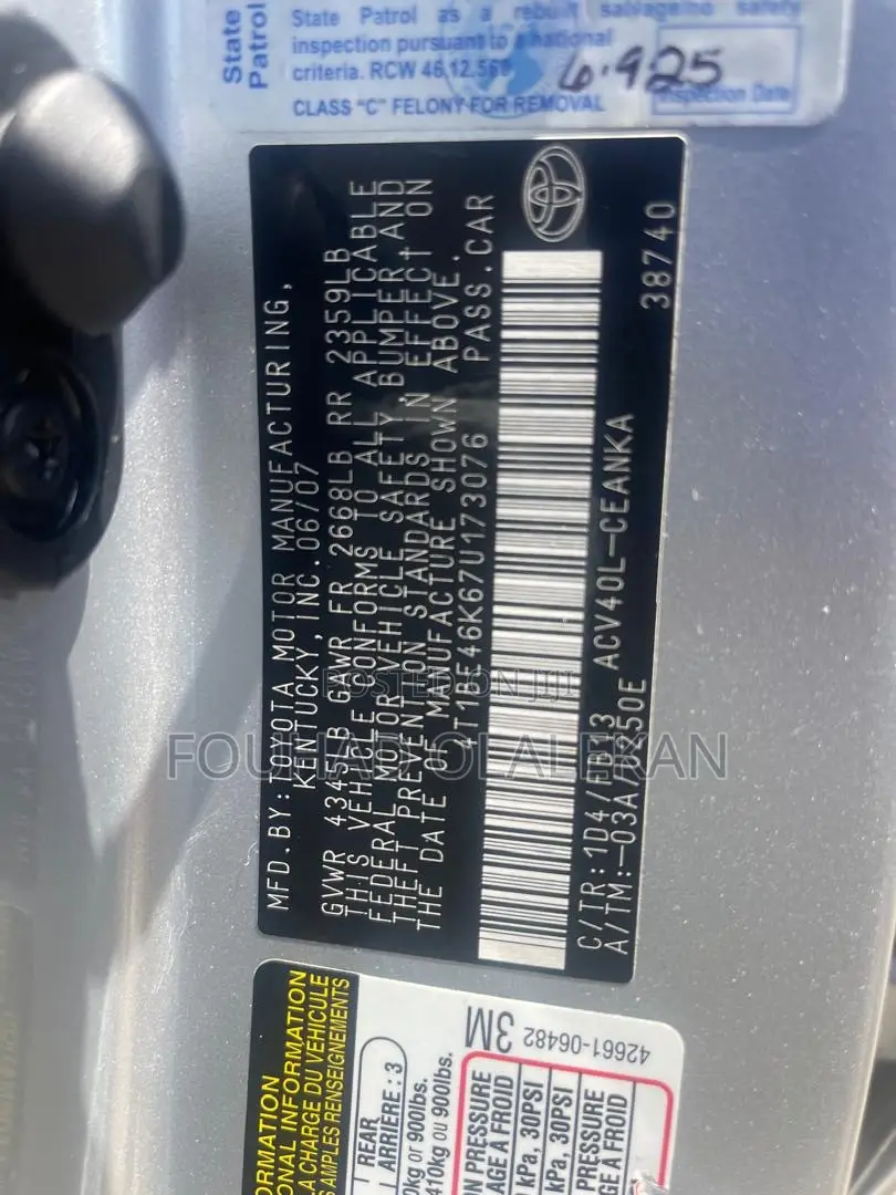 Toyota Camry LE 4dr Sedan (2.4L 4cyl 5A) 2007 Silver