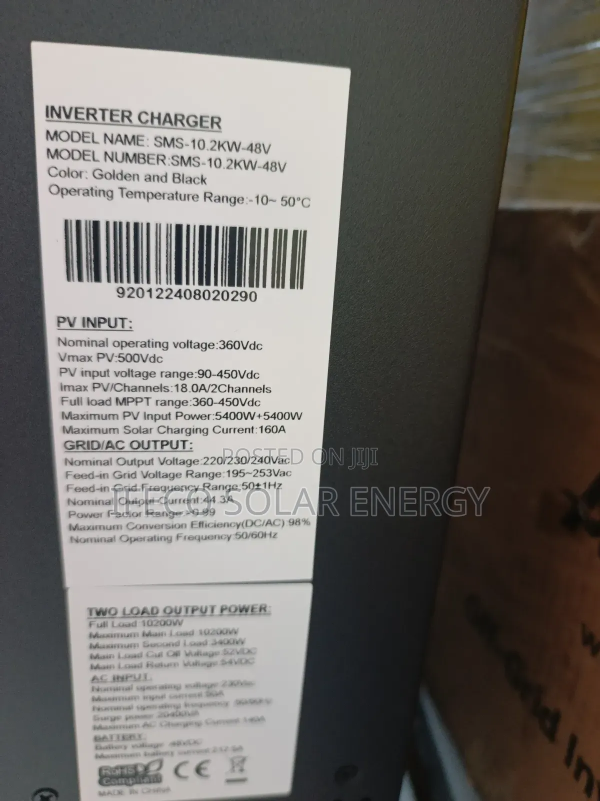 SMS Hybrid Inverter 10.2kva 48v
