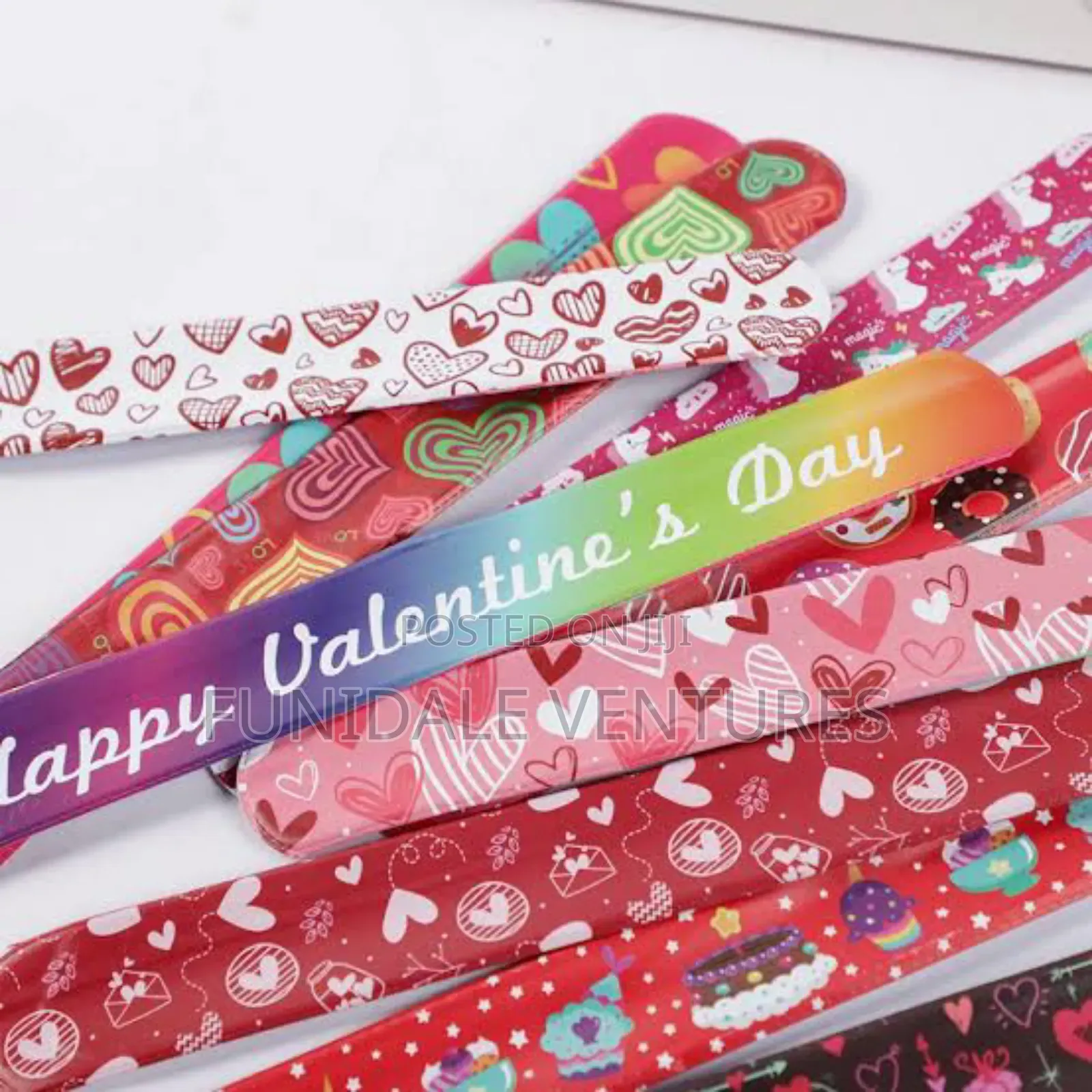 24 Pack Valentine Themed Slap Wrist Bracelet