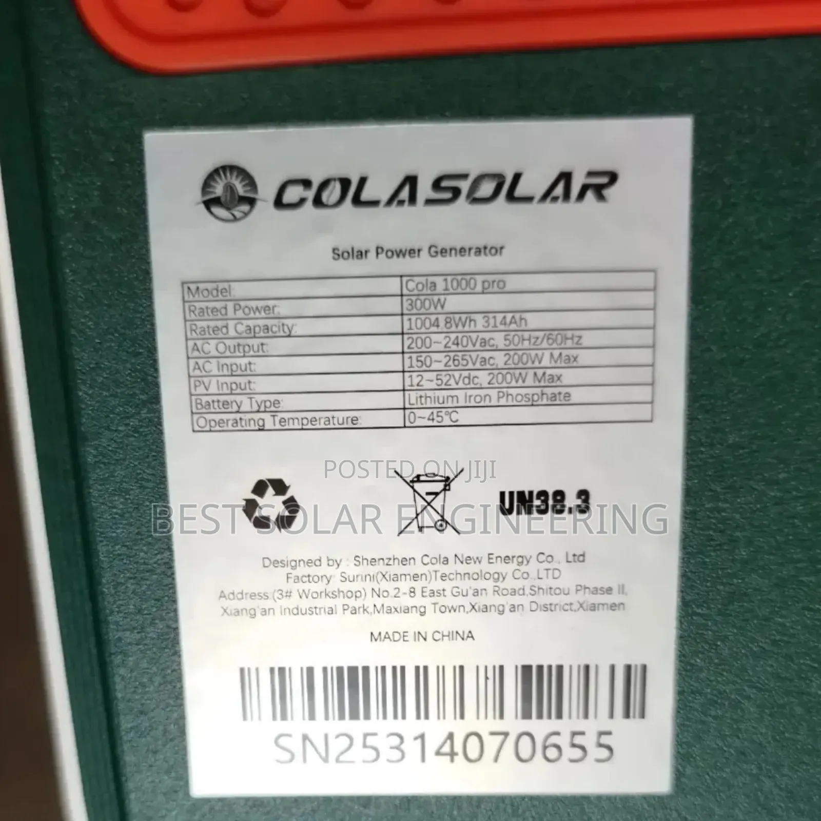 Cola 1000pro Solar Generator (300w With 1kwh Lithium Battery)