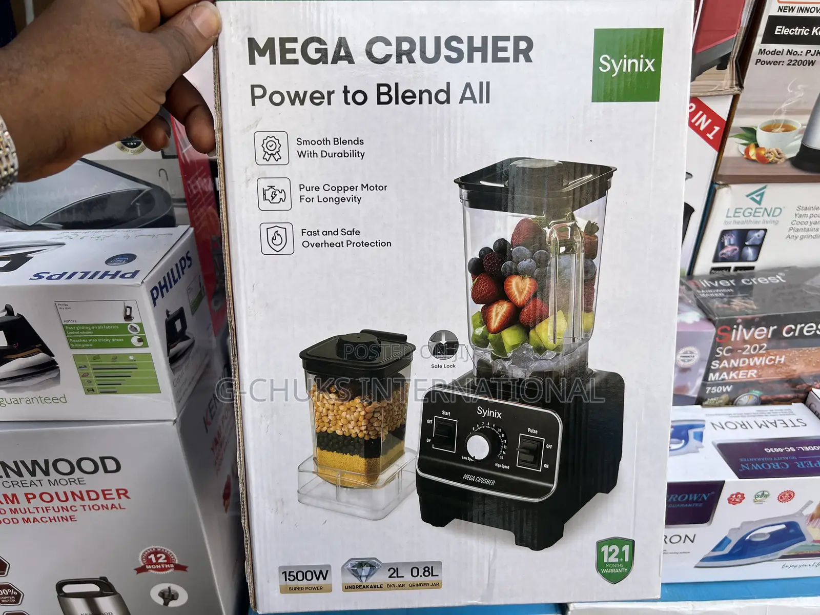 Syinix Mega Crusher Power to Blend All 2l Large Blender /6 Blades