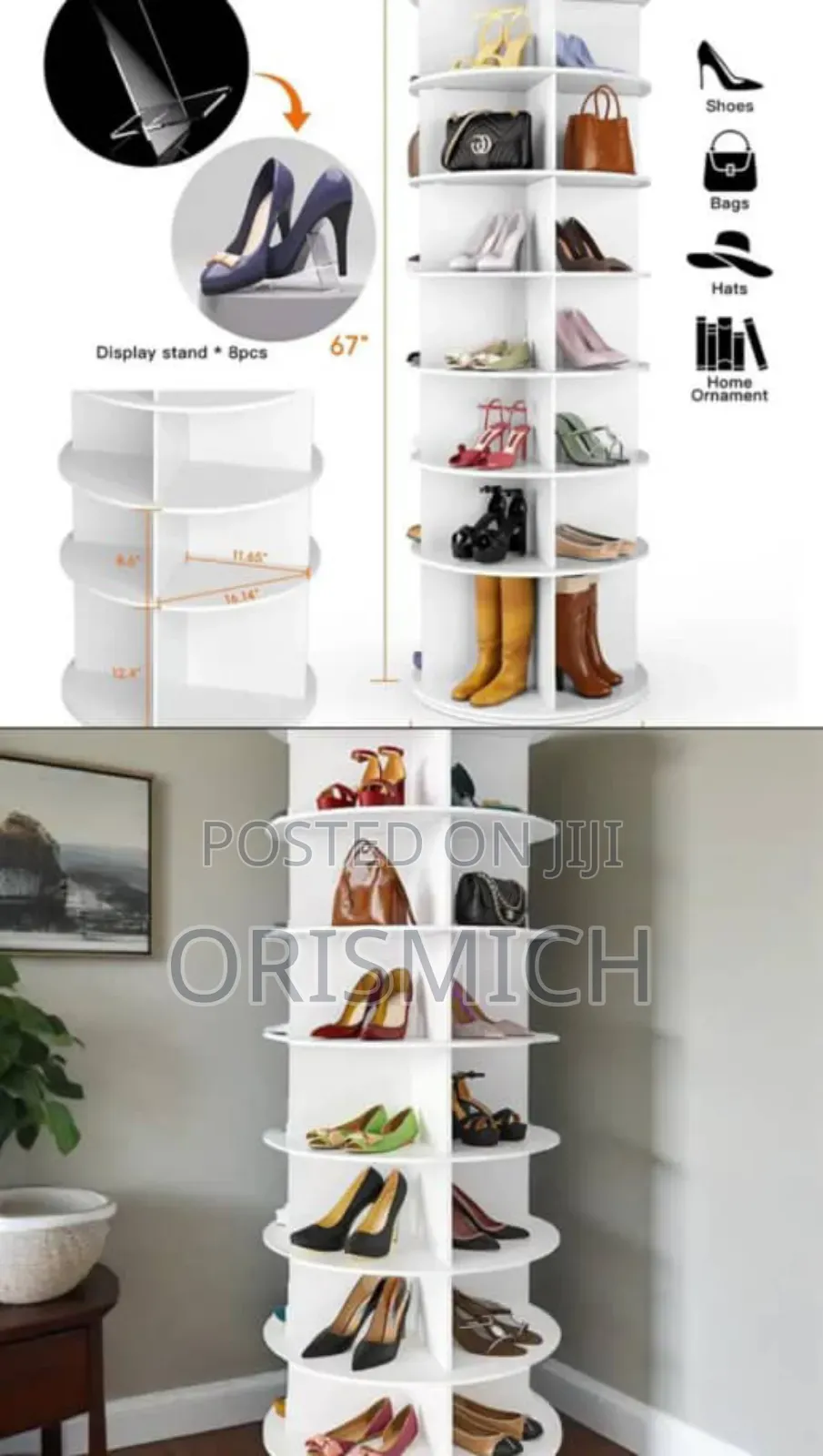 360° Rotating 6 Layer Shoe Rack
