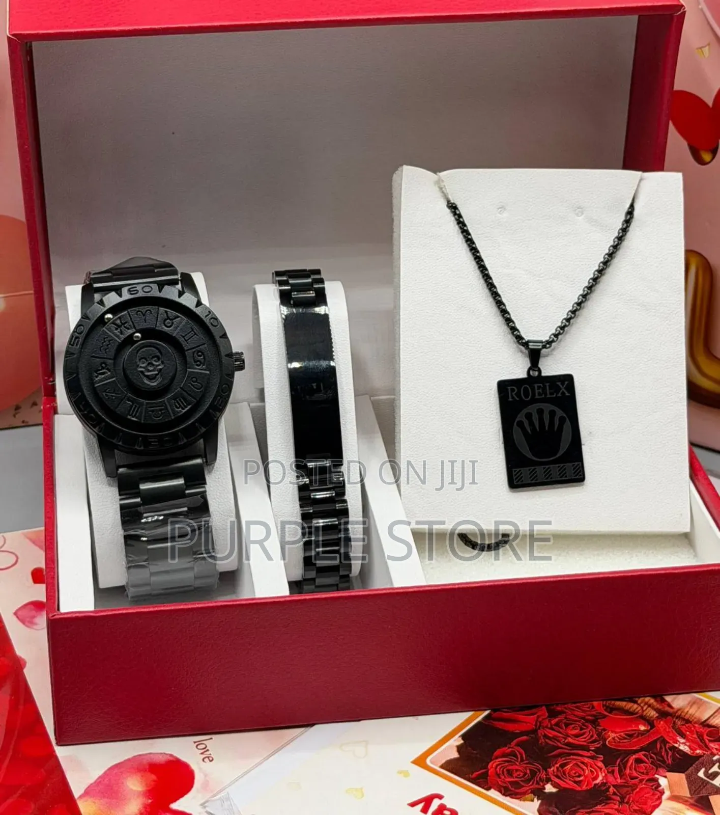 Sabr Men's Magnetic Dial Watch, Necklace and Bracelet Perfect for Gift