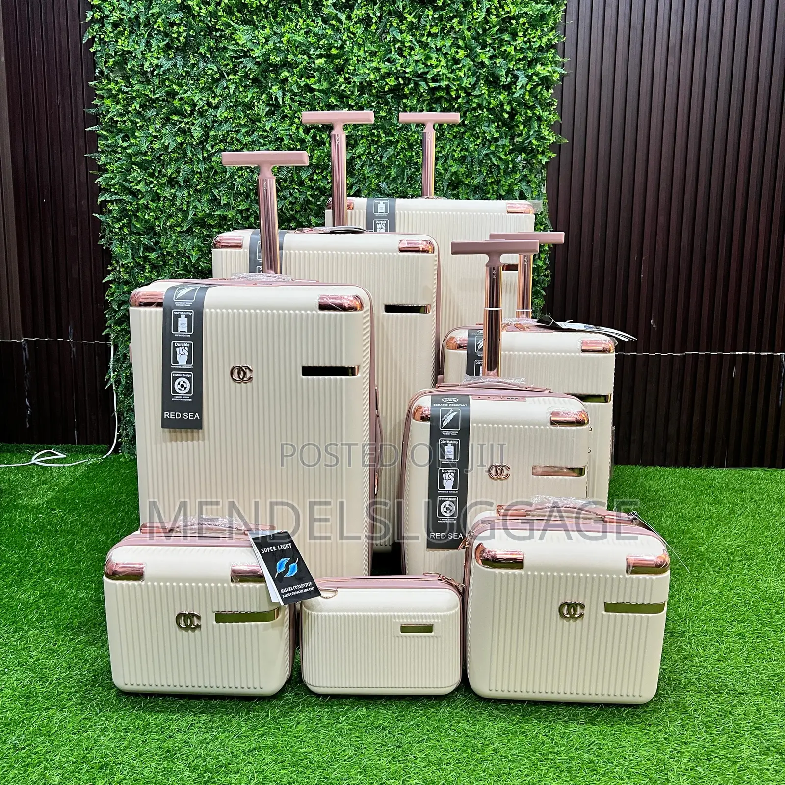 8-in-1 Premium Cream Hard Case Travel Suitcase Set