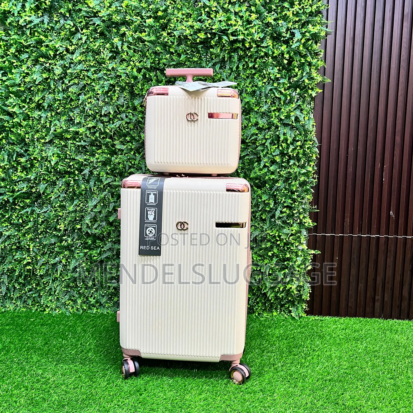 8-in-1 Premium Cream Hard Case Travel Suitcase Set